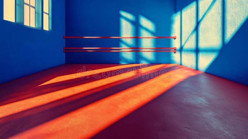 Una representación 3D representa una esquina roja aislada de un anillo de boxeo con sombras ilustración del vector