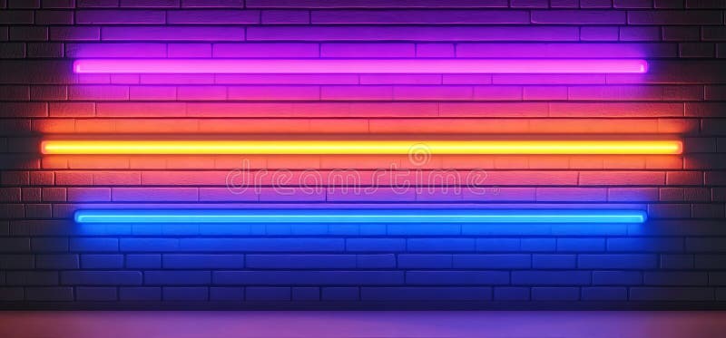 Una representación 3D representa un fondo de garaje subterráneo con un ciberláser de neón retro brillante azul fluorescente y nara ilustración del vector