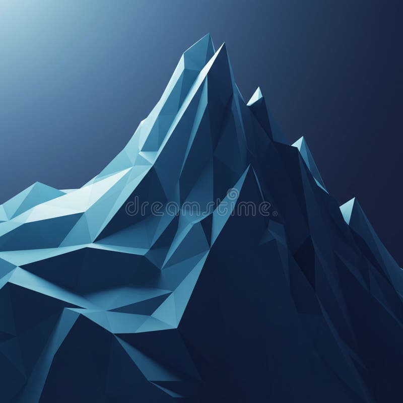 Una representación digital representa una montaña con formas geométricas angulares. La montaña stock de ilustración