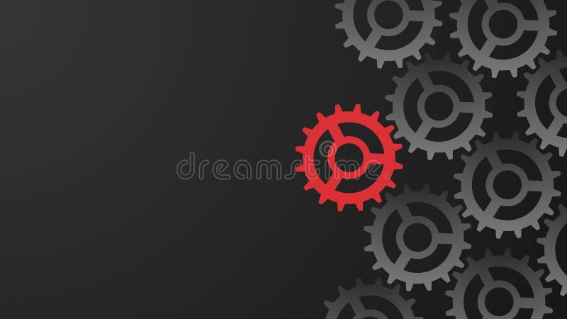 Una rueda cognoscitiva roja gira un sistema de engranajes. concepto abstracto de colaboración en equipo de inteligencia computacio libre illustration