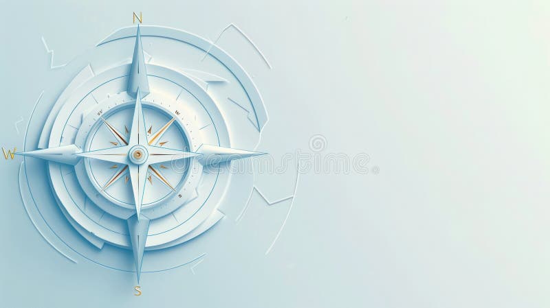 Una semplice bussola bianca su sfondo blu. ideale per applicazioni di navigazione e servizi di viaggio. aizione generativa fotografia stock libera da diritti