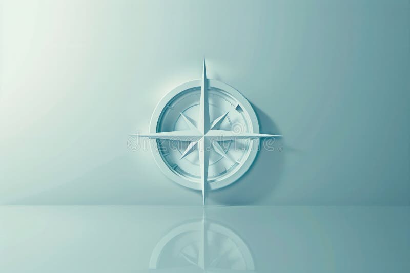 Una semplice illustrazione di bussola pulita con un design bianco su sfondo blu ideale per applicazioni di navigazione e viaggi immagine stock libera da diritti