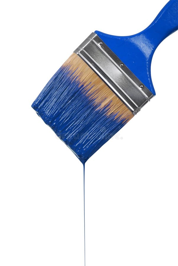 Una sgocciolatura del pennello con la vernice blu immagine stock Una sgocciolatura del pennello con la vernice blu immagine stock