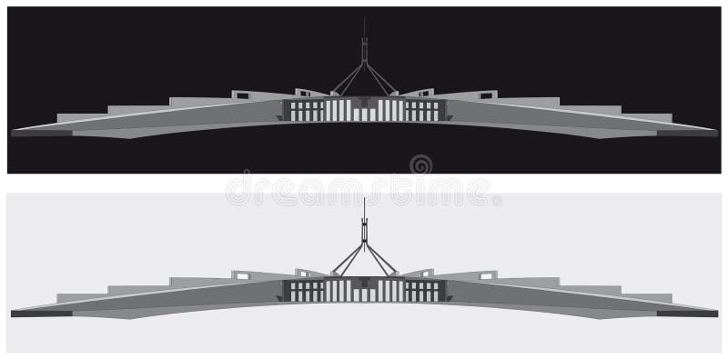 Una silueta blanco y negro de la casa australiana del parlamento, Canberra