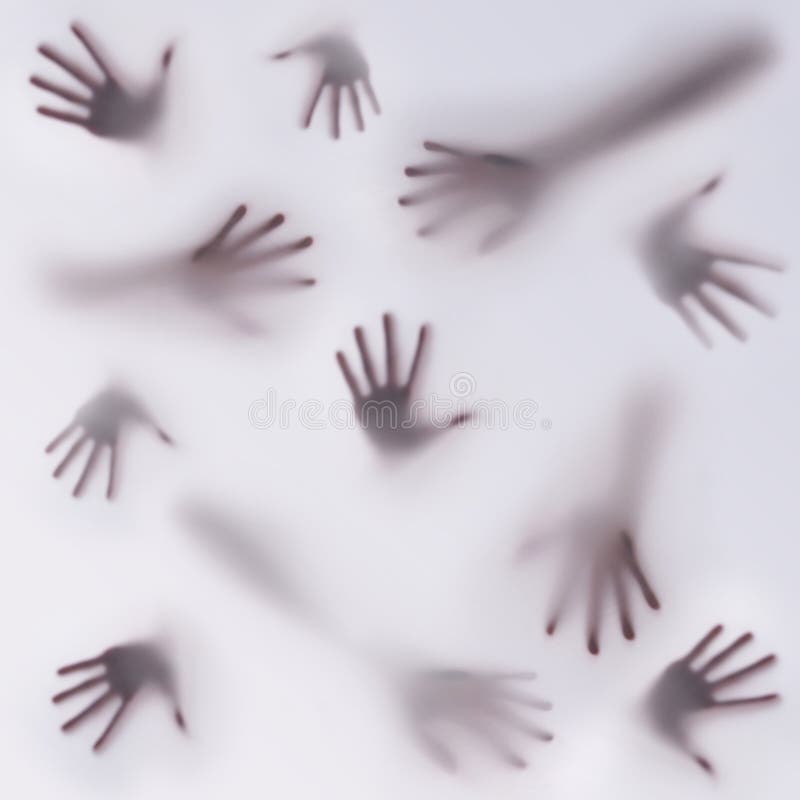 Una siluetta spaventosa di molte mani differenti fotografia stock
