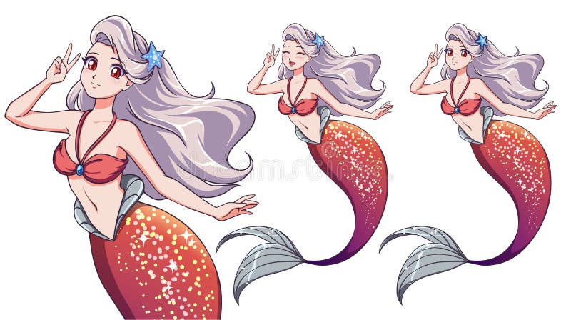 Una Sirena De Anime Bonita Usando Un Signo V Cabello Plateado Y Cola De Pez Coral Brillante Ilustración del Vector - Ilustración de sonrisa, dedo: 155091792 Una Sirena De Anime Bonita Usando Un Signo V Cabello Plateado Y Cola De Pez Coral Brillante Ilustración del Vector - Ilustración de sonrisa, dedo: 155091792