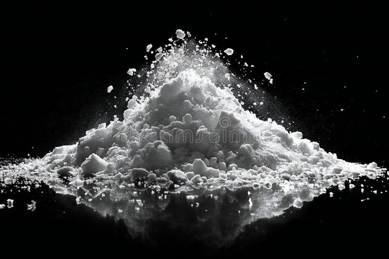 Una sola pila di neve isolata su fondo nero una foto ultra realistica illustrazione vettoriale
