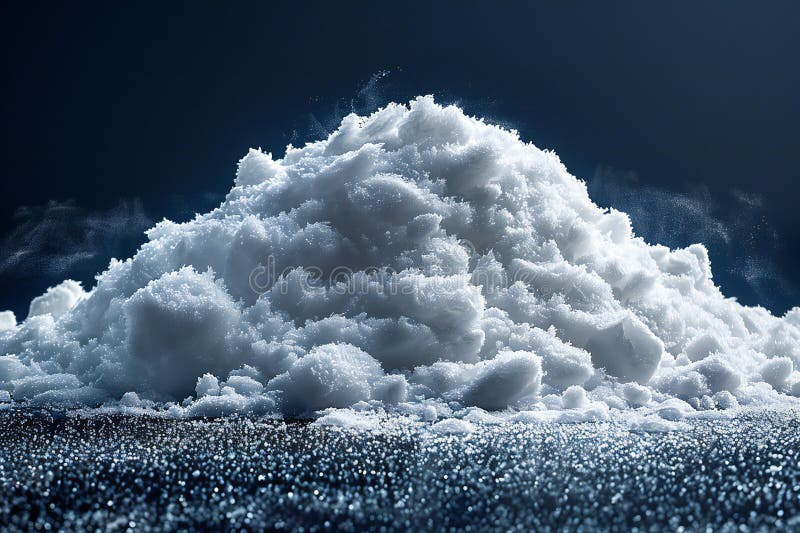 Una sola pila di neve isolata su fondo nero una foto ultra realistica illustrazione vettoriale