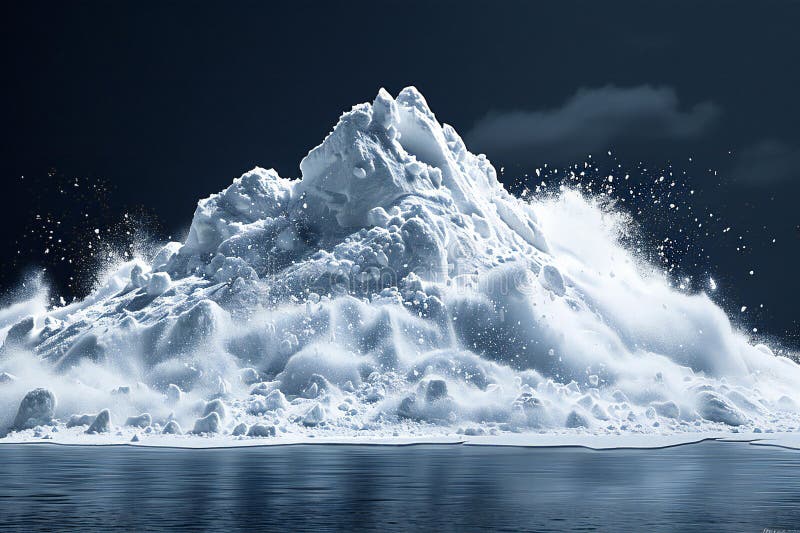 Una sola pila di neve isolata su fondo nero una foto ultra realistica illustrazione vettoriale
