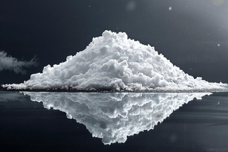 Una sola pila di neve isolata su fondo nero una foto ultra realistica royalty illustrazione gratis