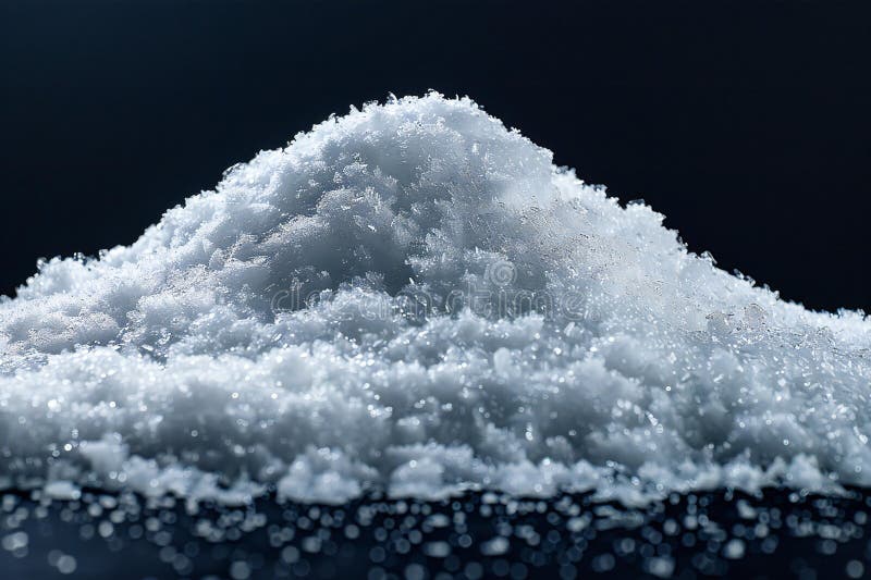 Una sola pila di neve isolata su uno sfondo nero con una semplice composizione in fotografia ad alta risoluzione. royalty illustrazione gratis
