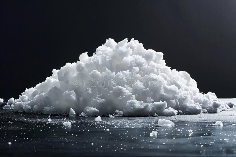 Una sola pila di neve isolata su uno sfondo nero con una semplice composizione in fotografia ad alta risoluzione. royalty illustrazione gratis