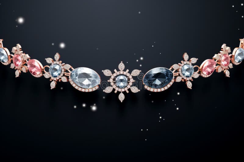 Una splendida collana con pietre bianche e blu rosa illustrazione vettoriale