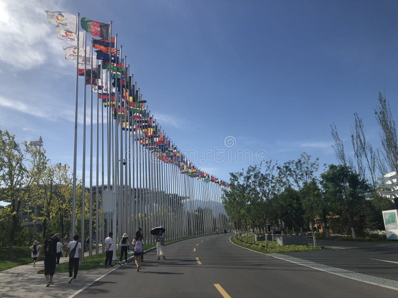 Una strada nella mostra orticola internazionale Pechino 2019 Cina fotografia stock Una strada nella mostra orticola internazionale Pechino 2019 Cina fotografia stock