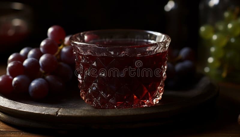 Una tavola di vino rustico con bicchieri di vino freschi di uve biologiche generati dall’ai illustrazione vettoriale