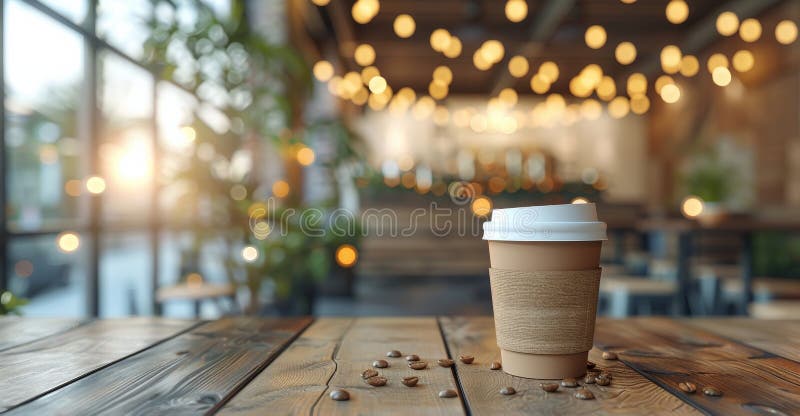 A cup of coffee is placed on top of a wooden table. AI Generative AI generated. A cup of coffee is placed on top of a wooden table. AI Generative AI generated