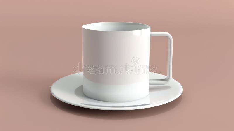 Una tazza di caffè bianco su una salsa bianca in ceramica sullo sfondo di pesca illustrazione di stock