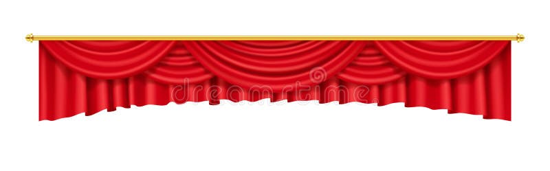 Una tenda di teatro rosso avvolto con pieghe illustrazione vettoriale
