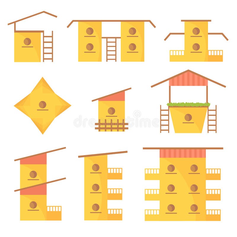 Una variedad de hogares coloridos para los pájaros libre illustration Una variedad de hogares coloridos para los pájaros libre illustration