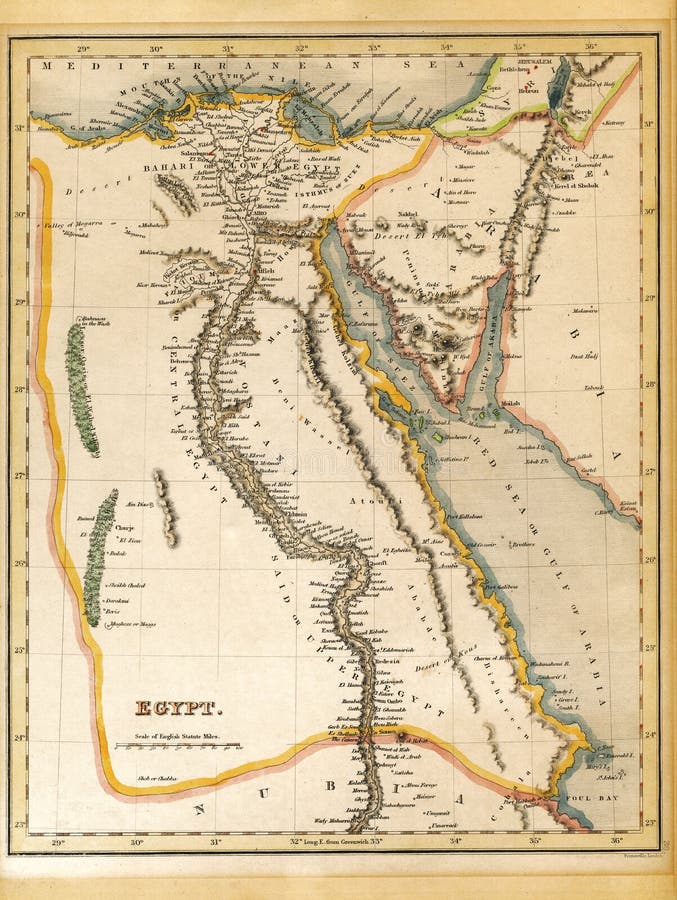 Mappa del XIX secolo dell'Egitto