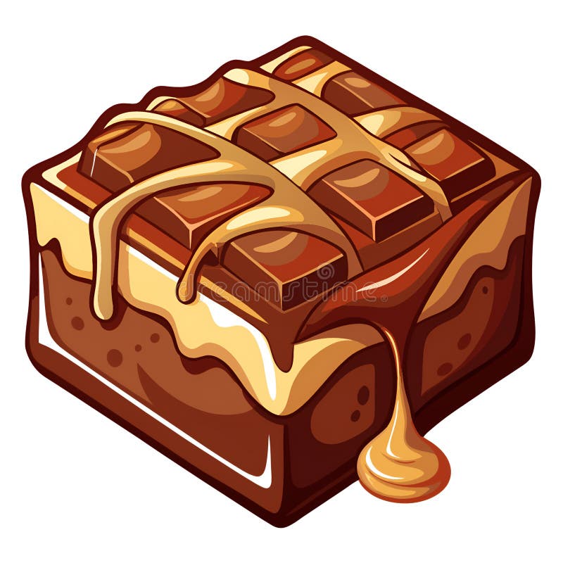Una vignetta con una salsa al cioccolato e al caramello illustrazione vettoriale
