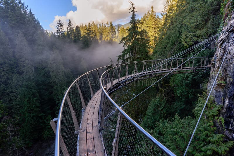 Una vista da sopra dal ponte sospeso sulle correnti ruvide di immagine stock Una vista da sopra dal ponte sospeso sulle correnti ruvide di immagine stock