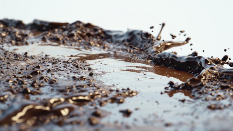 Una vista de cierre de un charco de aceite en el suelo adecuado para su uso en el contexto industrial o mecánico. generado por ai