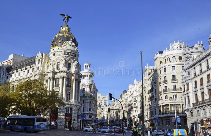 Una vista di Gran via, a Madrid
