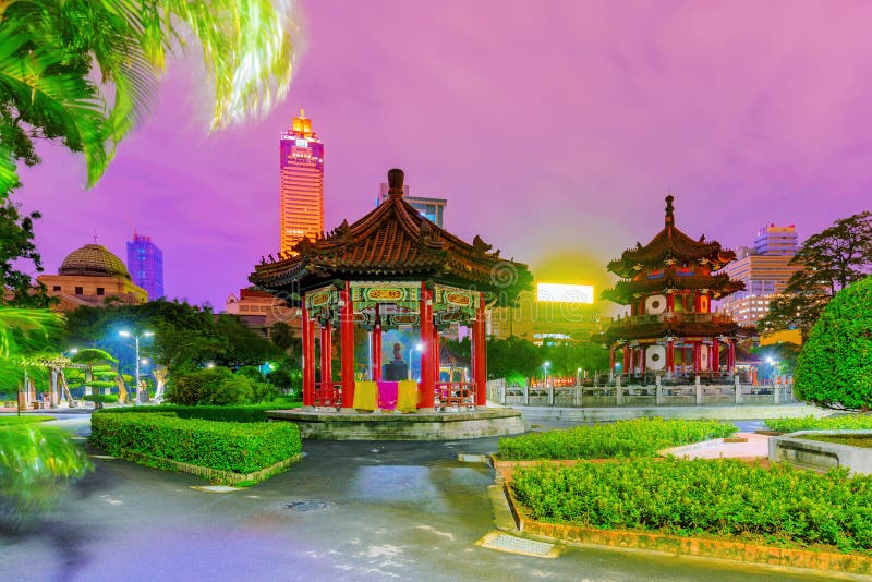 Night view of 228 memorial peace park in Taipei. Night view of 228 memorial peace park in Taipei