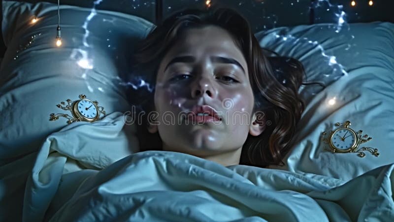 Una visualización conmovedora del insomnio crónico, una gran toma de una AI Generativa ilustración del vector