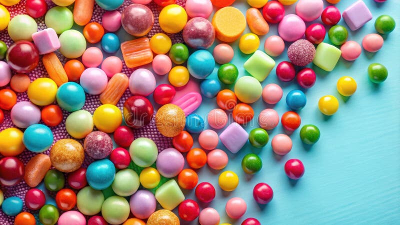 Una vivace assortimento di caramelle colorate e dolci perfetti per una deliziosa e deliziosa cura. Generative AI illustrazione di stock