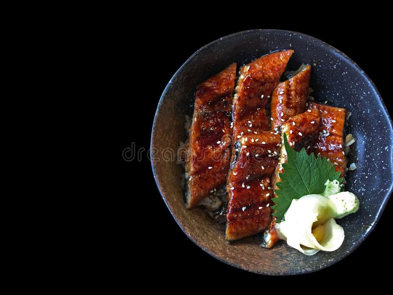 Unagi don Unadon, steamed white rice topped with fillet of fre