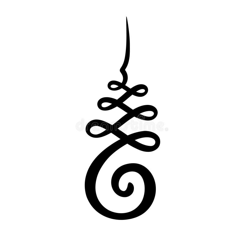 Unalome symbol, Hindu or Buddhist sign representing path to enlightenment. Simple black and white ink drawing, isolated vector illustration. Unalome symbol, Hindu or Buddhist sign representing path to enlightenment. Simple black and white ink drawing, isolated vector illustration