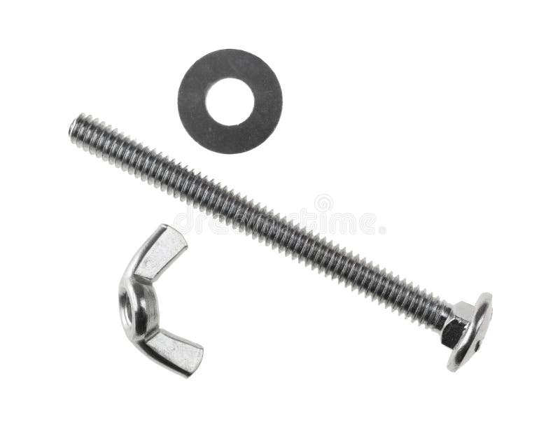 Unassembled Wing Nut, Bolt and Washer Stock Photo - Image of secure ...