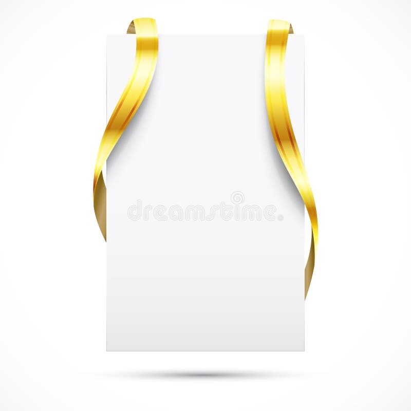 Unbelegte Promomarke mit Goldfarbband lizenzfreie abbildung Unbelegte Promomarke mit Goldfarbband lizenzfreie abbildung