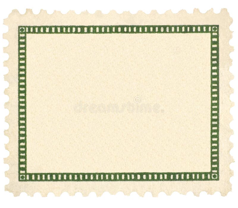 Blank Vintage Postage Stamp, Green Vignette Frame Macro, Isolated. Blank Vintage Postage Stamp, Green Vignette Frame Macro, Isolated