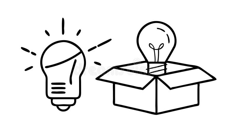 Unboxed Idea Icon Vector Outline for New Concepts, vector design Generative AI vector illustration