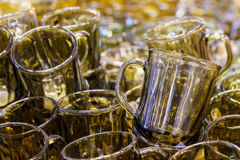 Unbreakable Dark Clear Glass Mugs. Background with Copy Space Stock Image Image of chocolate