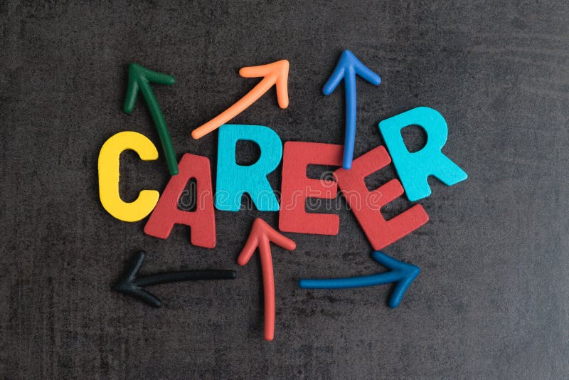 Uncertain career path opportunities concept by colorful wooden a stock image