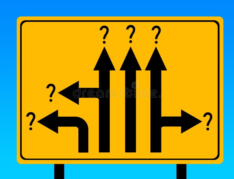 Not knowing which road to take in life. Go to option illustrations