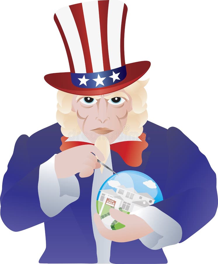 Uncle Sam Bursting the Real Estate Bubble Stock Vector Illustration