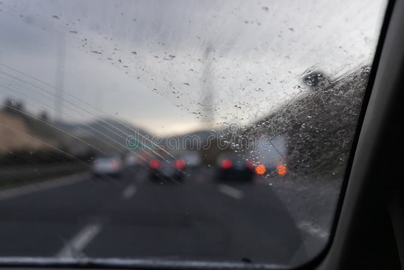 Uncleaned, dirty, dusty, car glass