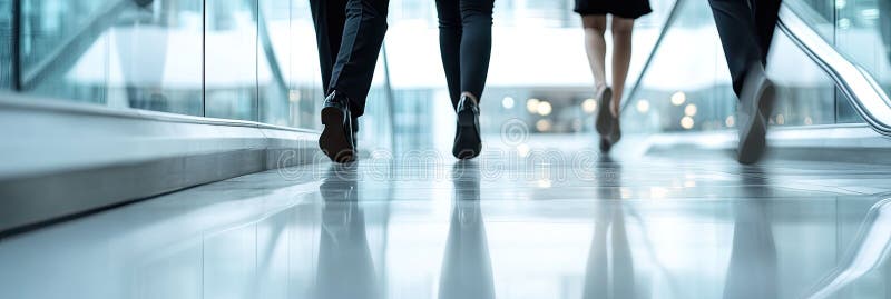 An unclear image of a group walking down a hallway royalty free stock images