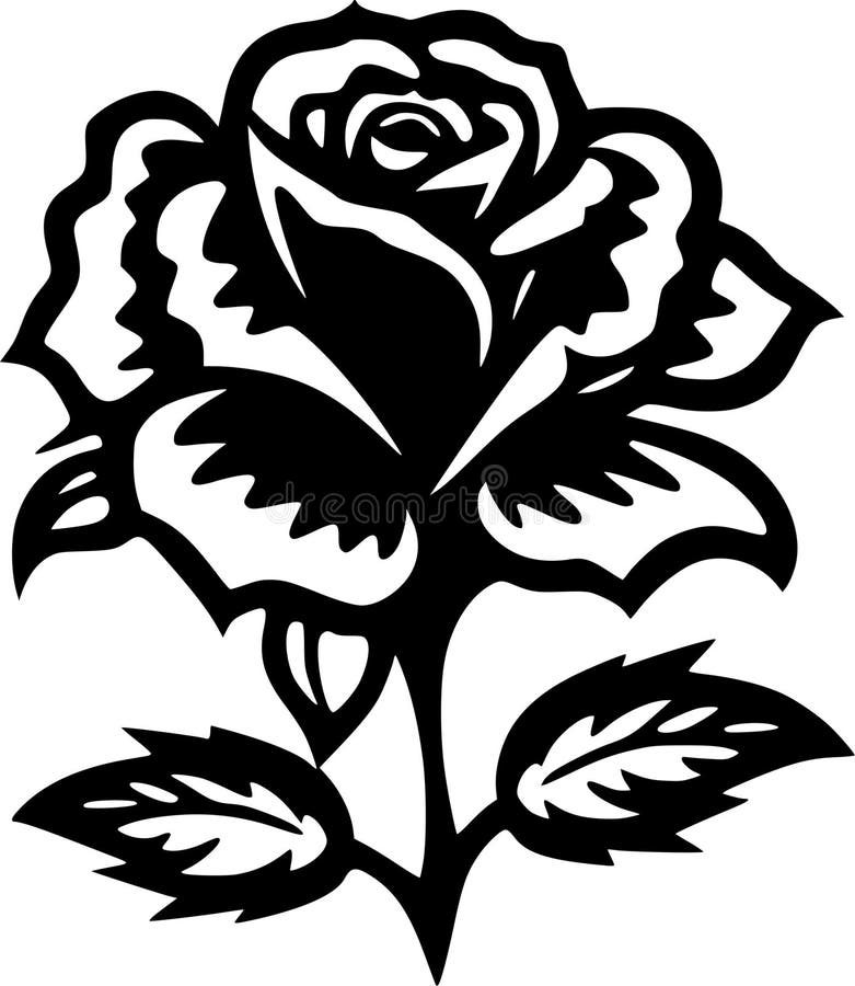 Flower - black and white vector illustration