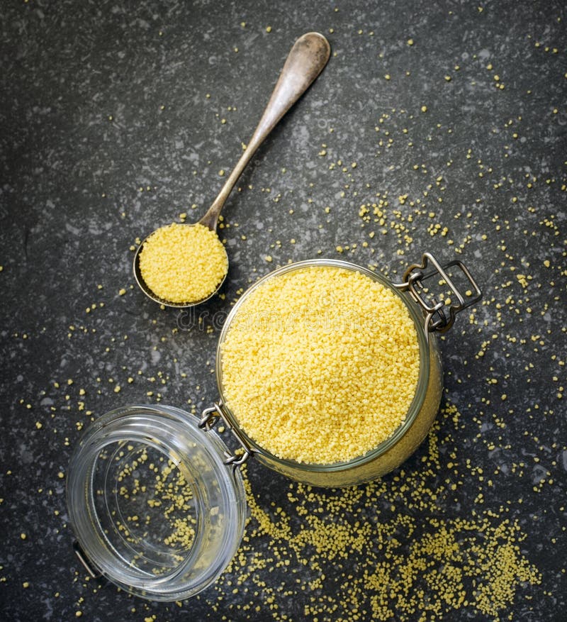 Uncooked Couscous in a Glass Jar. Stock Photo Image of nutrition