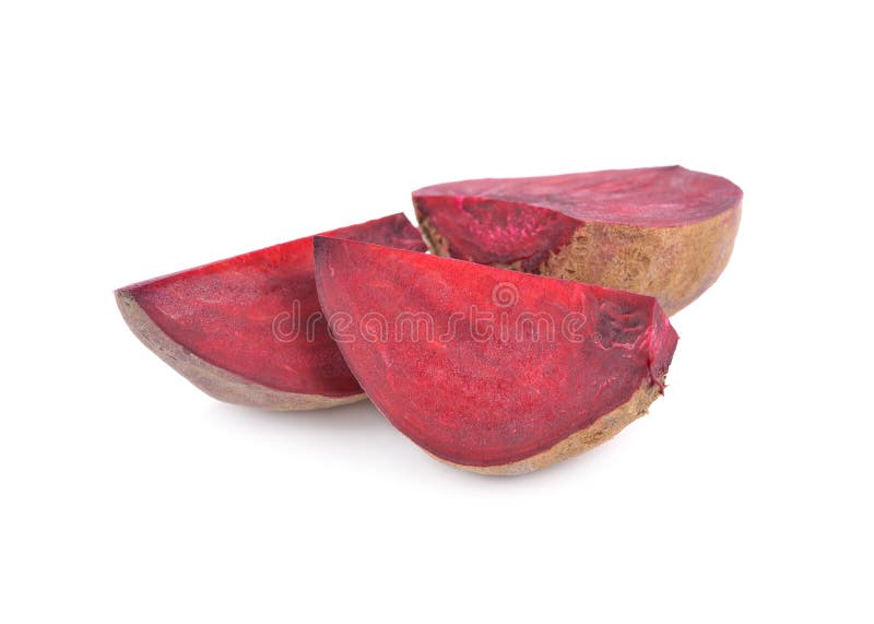 Uncooked cut piece ripe beetroot on white background royalty free stock photo