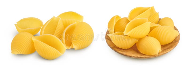 Uncooked Dried Conchiglie. Raw Organic Shell Pasta Isolated on White