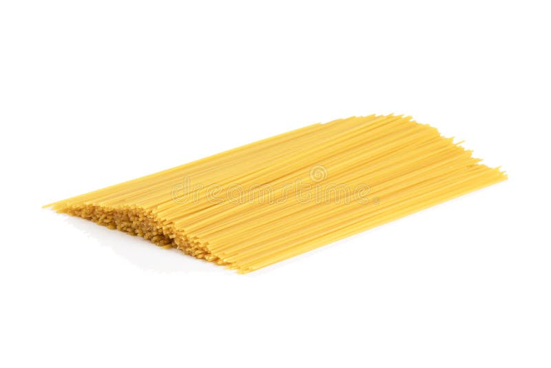 Uncooked Dry Fettuccine Pasta Isolated on a White Background Stock