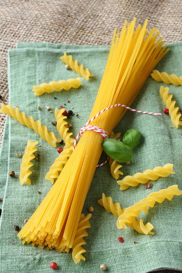 Uncooked Gluten Free Pasta from Blend of Corn and Rice Flour Stock