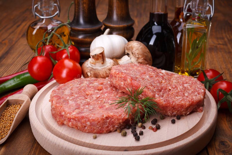 Uncooked Hamburger Meat with Spices Stock Photo Image of tasty, meal